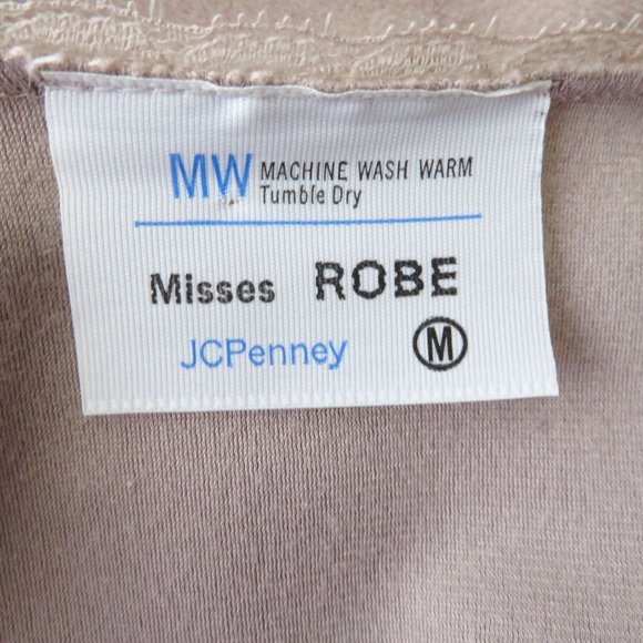 Vintage 70s Full Length Bath Robe M Brown Quilted Neckline Tie Waist USA Made - Picture 10 of 12